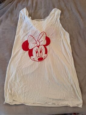 Disney White Tank Top with Red Minnie Bow Graphic
